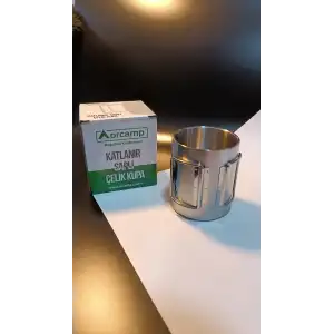 Orcamp Katlanabilir Saplı Çelik Kupa Bardak Atatürk Silüetli
