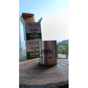 Orcamp Otobüs Resimli Çelik Katlanır Saplı Kupa Bardak