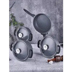 Carabella Döküm Cam Kapak 7 Parça Tencere Seti Gri Tac-3731