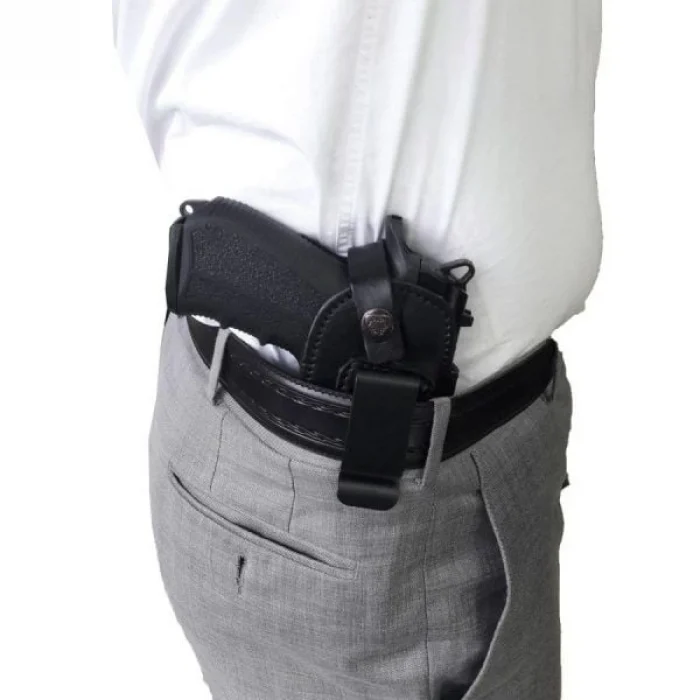 Belt Maşalı Altı Kapalı Deri Tabanca Kılıfı Sağ El - Siyah