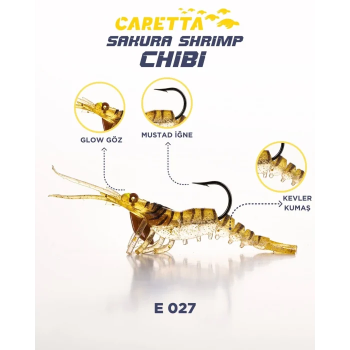 Caretta Sakura Shrimp 3,7g 50mm Silikon Karides Yem
