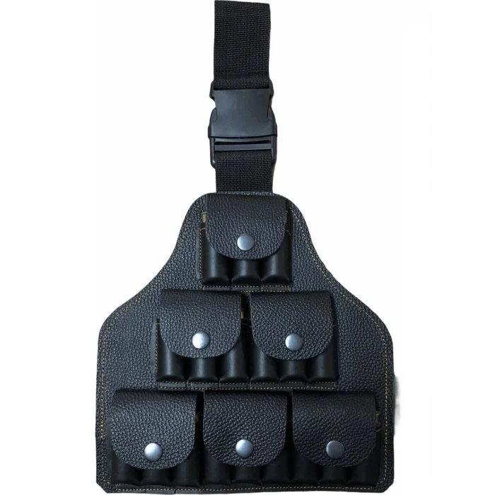 Çetin Av Taktikal Bacak Fişekliği 12 Kalibre %100 Deri - Siyah