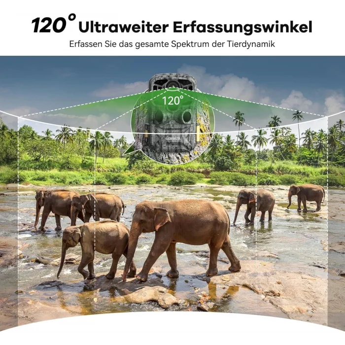 DEATTI Trail Fotokapan, 48 MP Fotoğraf ve 4K Video, 30m Gece Görüşlü, Su Geçirmez, Ultra Geniş Açılı Av Kamerası