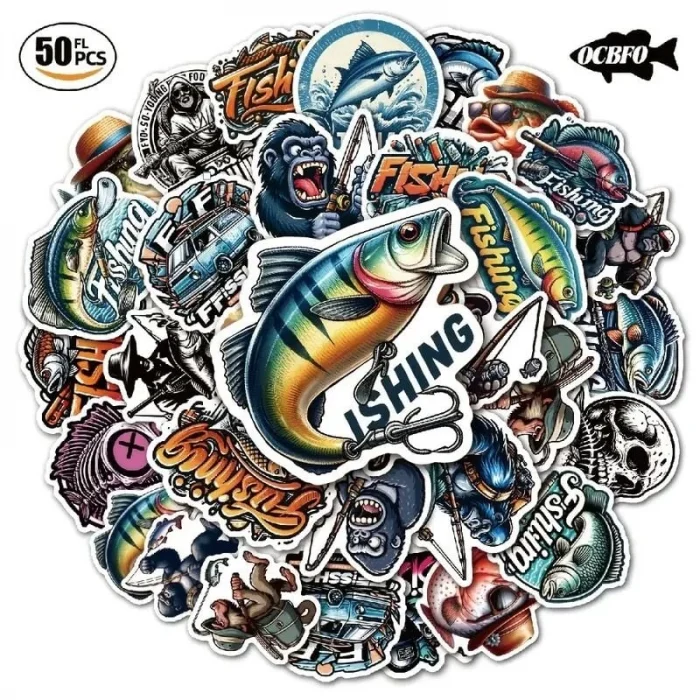 Dış Mekan Balıkçılık Grafiti Sticker Su Geçirmez Sticker - 12 Adet