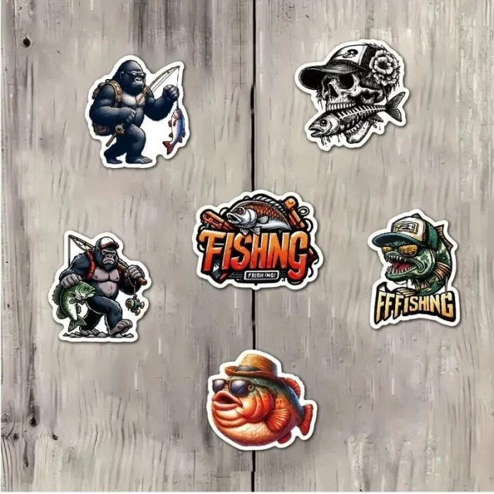 Dış Mekan Balıkçılık Grafiti Sticker Su Geçirmez Sticker - 12 Adet