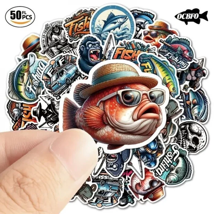 Dış Mekan Balıkçılık Grafiti Sticker Su Geçirmez Sticker - 12 Adet