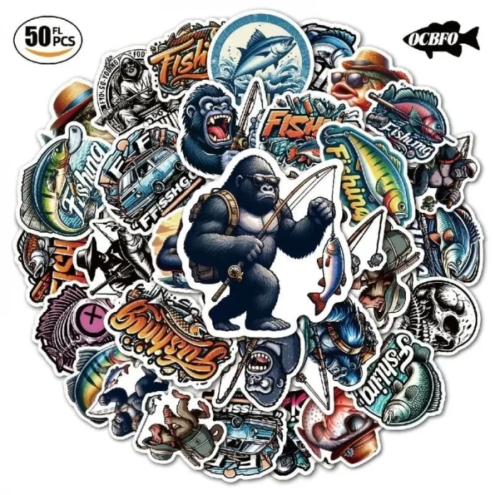 Dış Mekan Balıkçılık Grafiti Sticker Su Geçirmez Sticker - 12 Adet