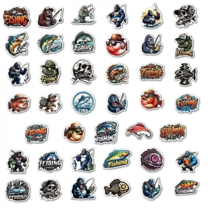 Dış Mekan Balıkçılık Grafiti Sticker Su Geçirmez Sticker - 12 Adet