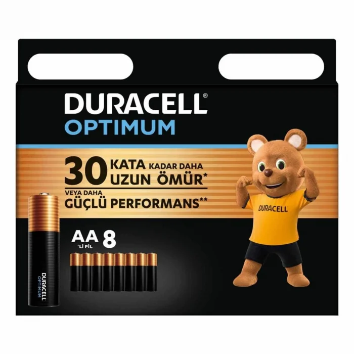Duracell Optimum AA Pil (8’li paket), Alkalin Pil 1,5V, LR6 MX1500