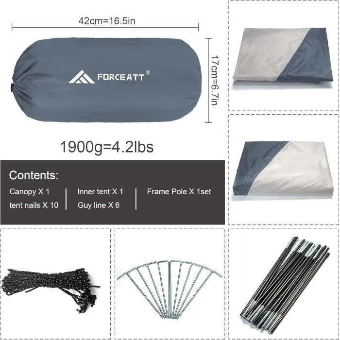 Forceatt Çift Kapılı 2 QKişilik Kamp Çadırı