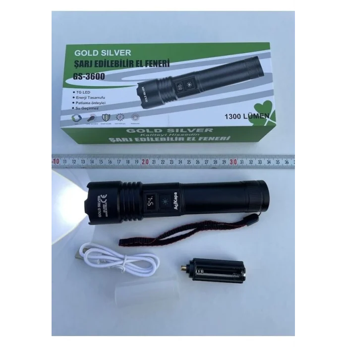 Gold Silver Gs-3600 Şarj Göstergeli El Feneri