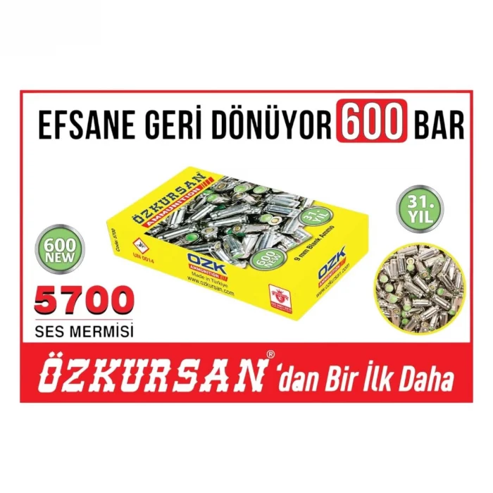 Özkursan Beyaz Kurusıkı Ses Mermisi - 9mm