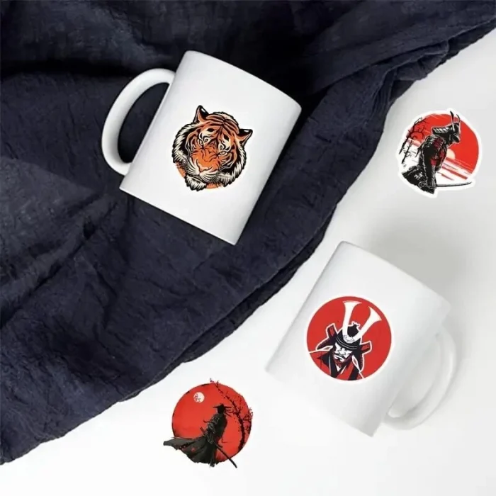 Samurai ve Katana Serisi Su Geçirmez Sticker - 12 Adet