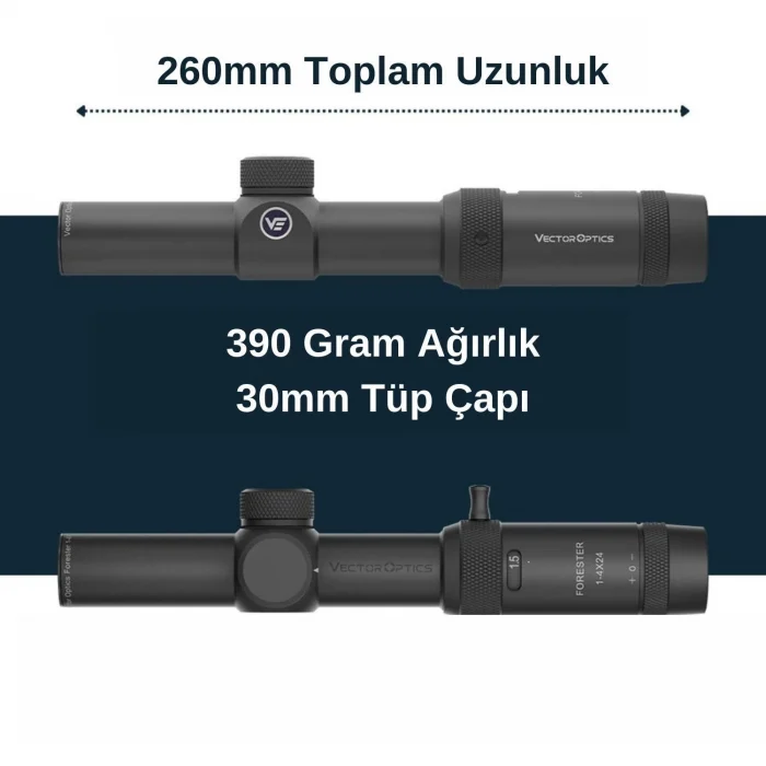 Vector Optics SCOC-28 Forester JR 1-4x24 SFP Tüfek Dürbünü