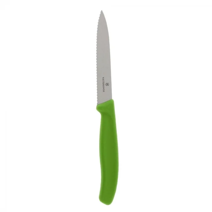 Victorinox 6.7736.L4 10cm Yeşil Tırtıklı Soyma Bıçağı