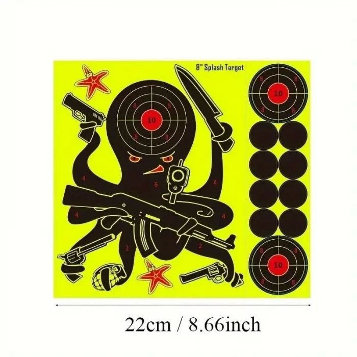 Yüksek Görünürlüklü Reaktif Atış Hedef Kağıdı 8 - Kendinden Yapışkanlı 2 li Paket