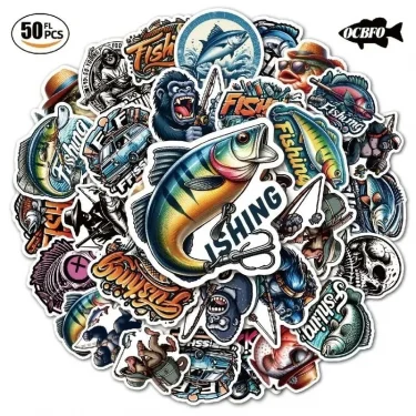 Dış Mekan Balıkçılık Grafiti Sticker Su Geçirmez Sticker - 12 Adet