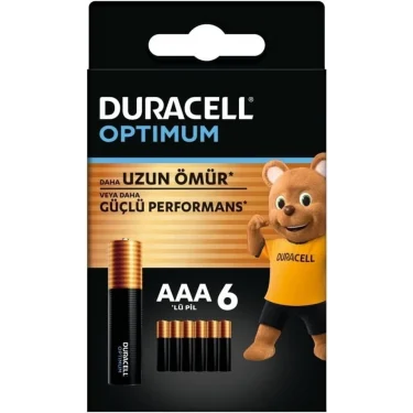 Duracell Optimum AAA İnce Kalem Pil (6’lı Paket) - Alkalin Pil 1,5V - Pil Saklama Paketi - LR03 MX2400