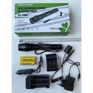 Gold Silver Şarj Edilebilir Tüfek ve El Feneri - 1500 Lümen / GS-2900