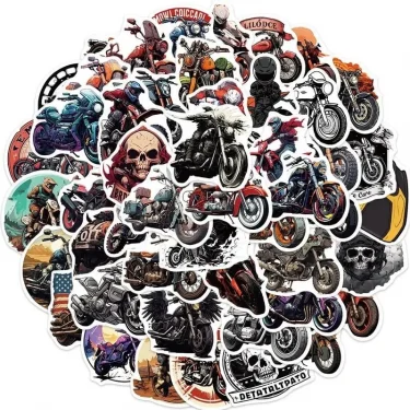 Karikatür Motosiklet Vinil Sticker - 10 Adet