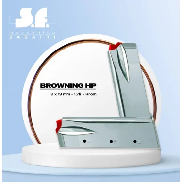 Sabatti Browning HP Tabanca Şarjörü Krom 14+1 / Made İn İtaly