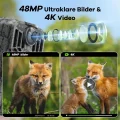 DEATTI Trail Fotokapan, 48 MP Fotoğraf ve 4K Video, 30m Gece Görüşlü, Su Geçirmez, Ultra Geniş Açılı Av Kamerası