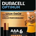 Duracell Optimum AAA İnce Kalem Pil (6’lı Paket) - Alkalin Pil 1,5V - Pil Saklama Paketi - LR03 MX2400