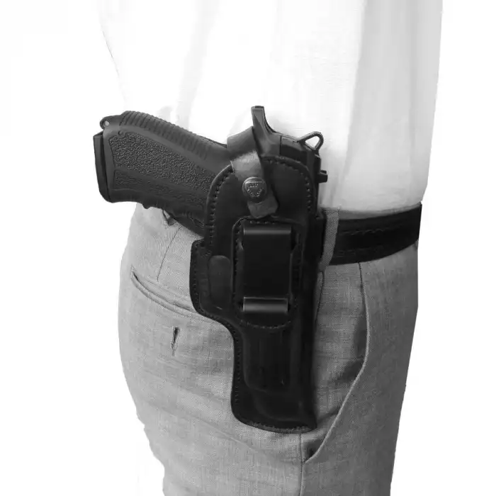 Belt Maşalı Altı Kapalı Deri Tabanca Kılıfı Sağ El - Siyah