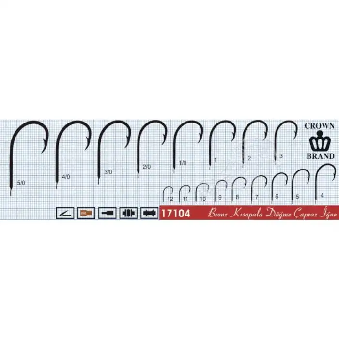 Crown 17104 Bronz Çapraz Olta İğnesi 100 Adet