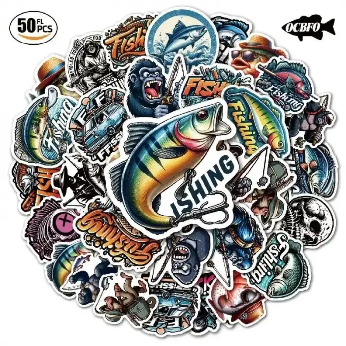 Dış Mekan Balıkçılık Grafiti Sticker Su Geçirmez Sticker - 12 Adet
