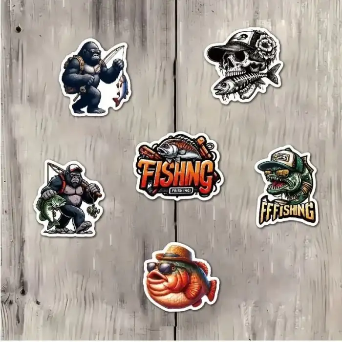 Dış Mekan Balıkçılık Grafiti Sticker Su Geçirmez Sticker - 12 Adet