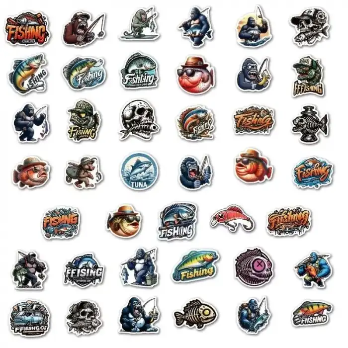 Dış Mekan Balıkçılık Grafiti Sticker Su Geçirmez Sticker - 12 Adet