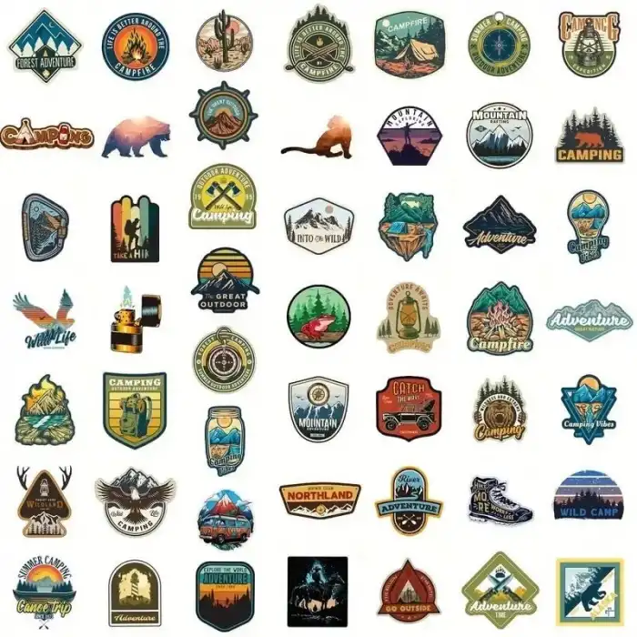 Dış Mekan Yürüyüş Macera Kamp Sticker Paketi, Su Geçirmez - 10 Adet