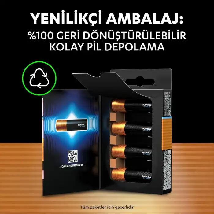Duracell Optimum AA Alkalin Kalem Pil (4lü Paket) 1,5V - LR6 MX1500