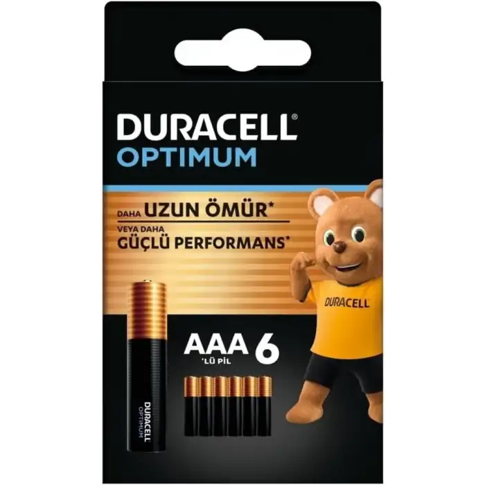 Duracell Optimum AAA İnce Kalem Pil (6’lı Paket) - Alkalin Pil 1,5V - Pil Saklama Paketi - LR03 MX2400