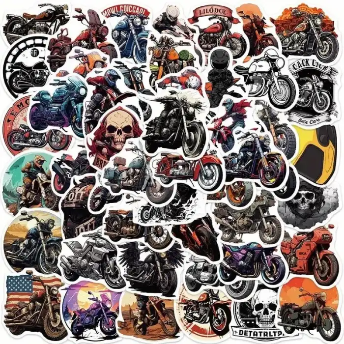 Karikatür Motosiklet Vinil Sticker - 10 Adet