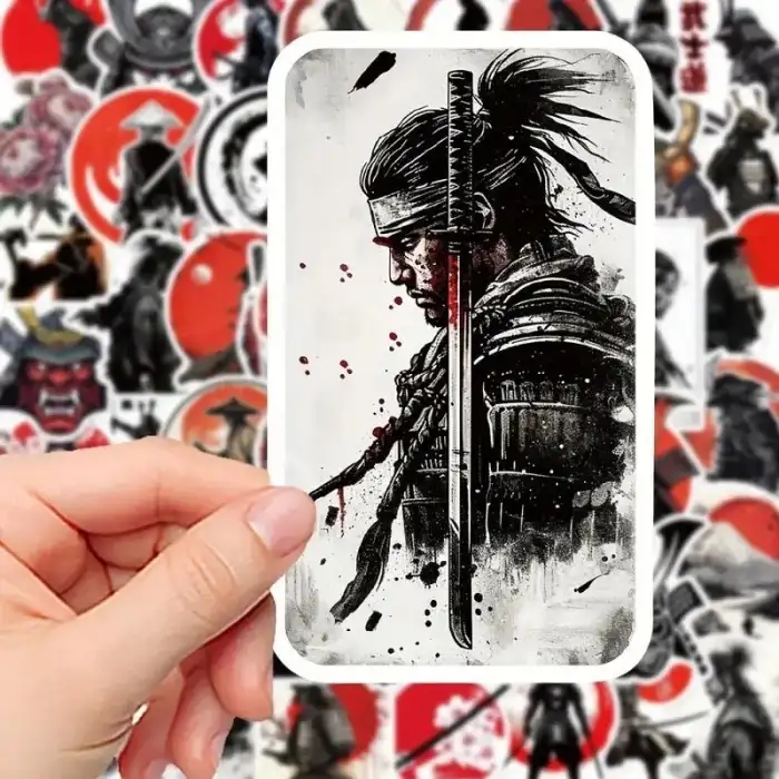 Samurai ve Katana Serisi Su Geçirmez Sticker - 12 Adet