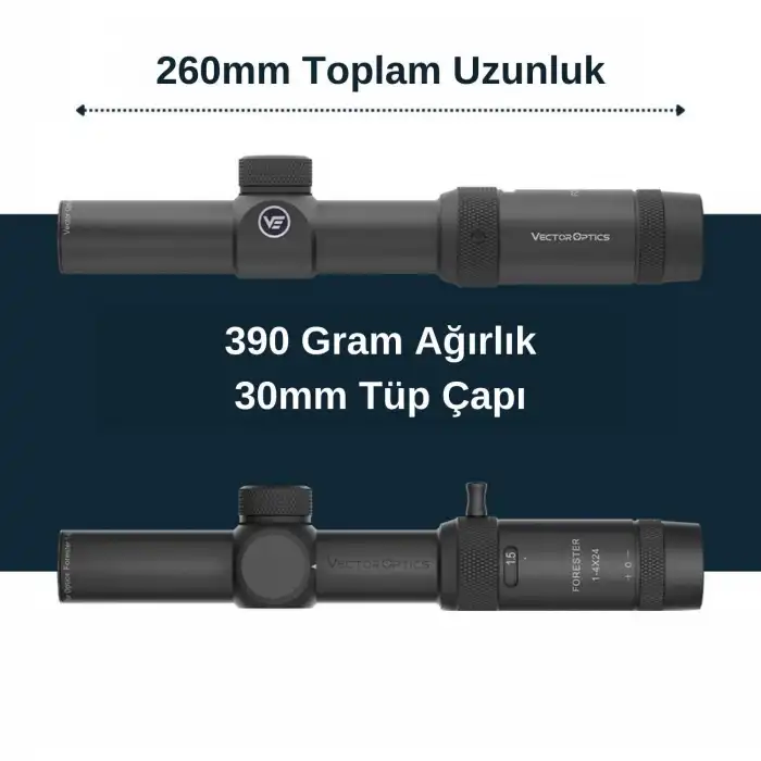Vector Optics SCOC-28 Forester JR 1-4x24 SFP Tüfek Dürbünü
