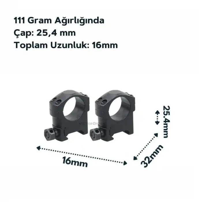 Vector Optics Tactical 25.4mm Medium Mark Weaver Dürbün Montaj Halkası SCTM-37
