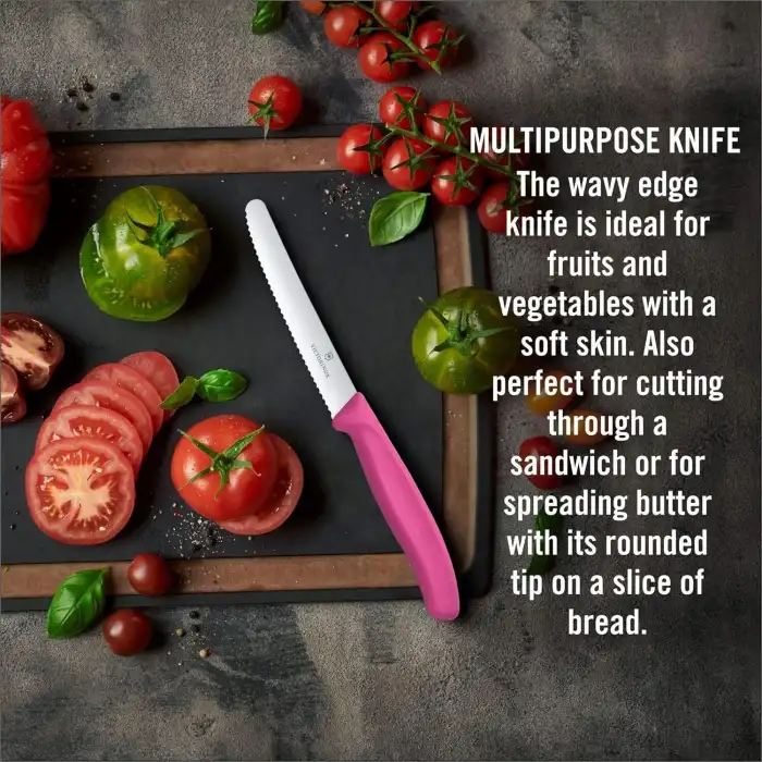 Victorinox Tırtıklı Domates ve Sofra Bıçağı 6.7836.L115 11cm - Pembe