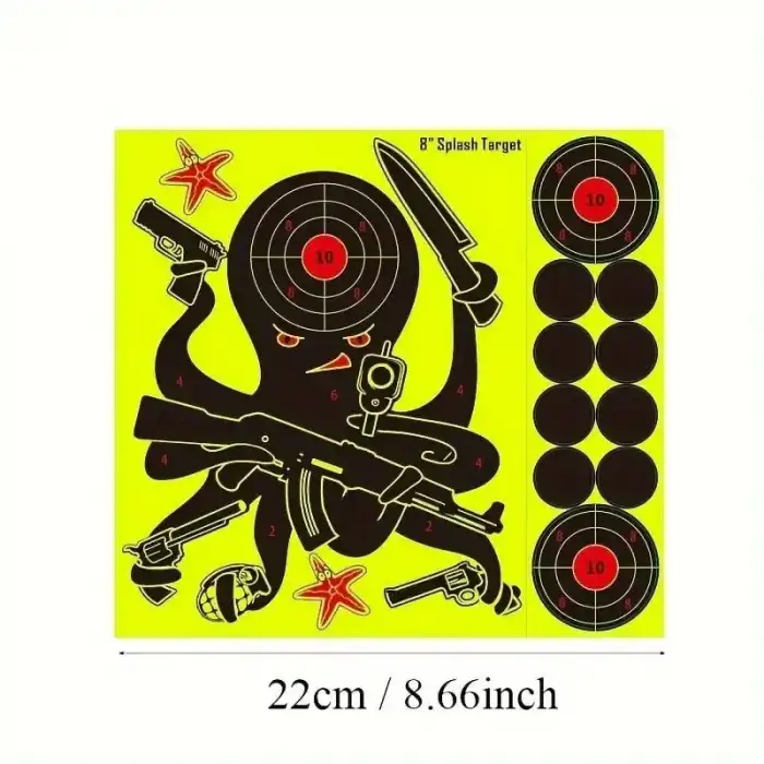 Yüksek Görünürlüklü Reaktif Atış Hedef Kağıdı 8 - Kendinden Yapışkanlı 2 li Paket