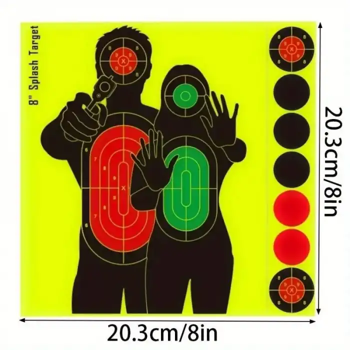 Yüksek Görünürlüklü Reaktif Atış Hedef Kağıdı 8 - Kendinden Yapışkanlı 2 li Paket