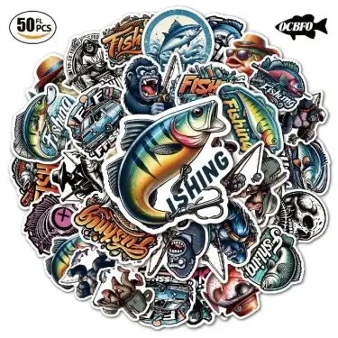 Dış Mekan Balıkçılık Grafiti Sticker Su Geçirmez Sticker - 12 Adet
