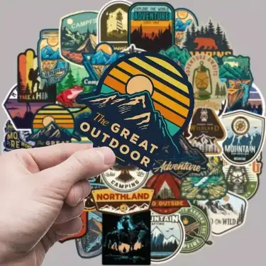 Dış Mekan Yürüyüş Macera Kamp Sticker Paketi, Su Geçirmez - 10 Adet