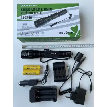 Gold Silver Şarj Edilebilir Tüfek ve El Feneri - 1500 Lümen / GS-2900