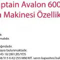 Captain Avalon 6000 Olta Makinesi / 4+1BB 4.3.1