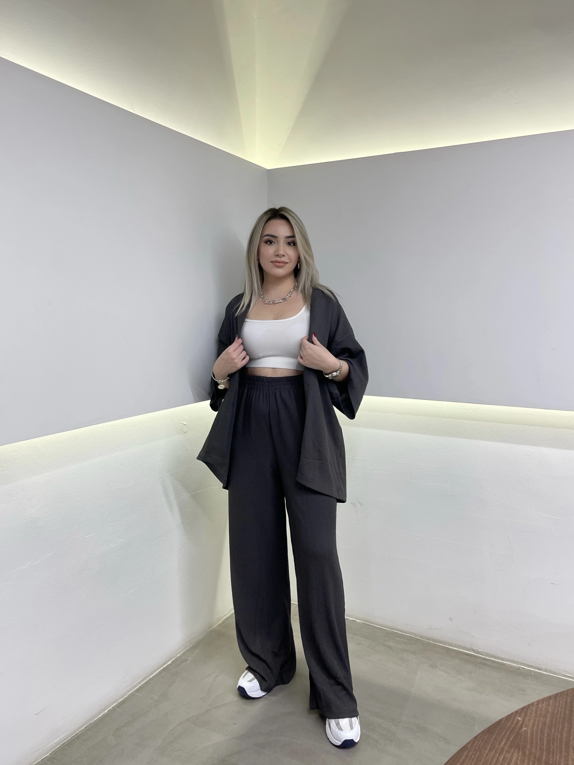 Antrasit Kimono Takım
