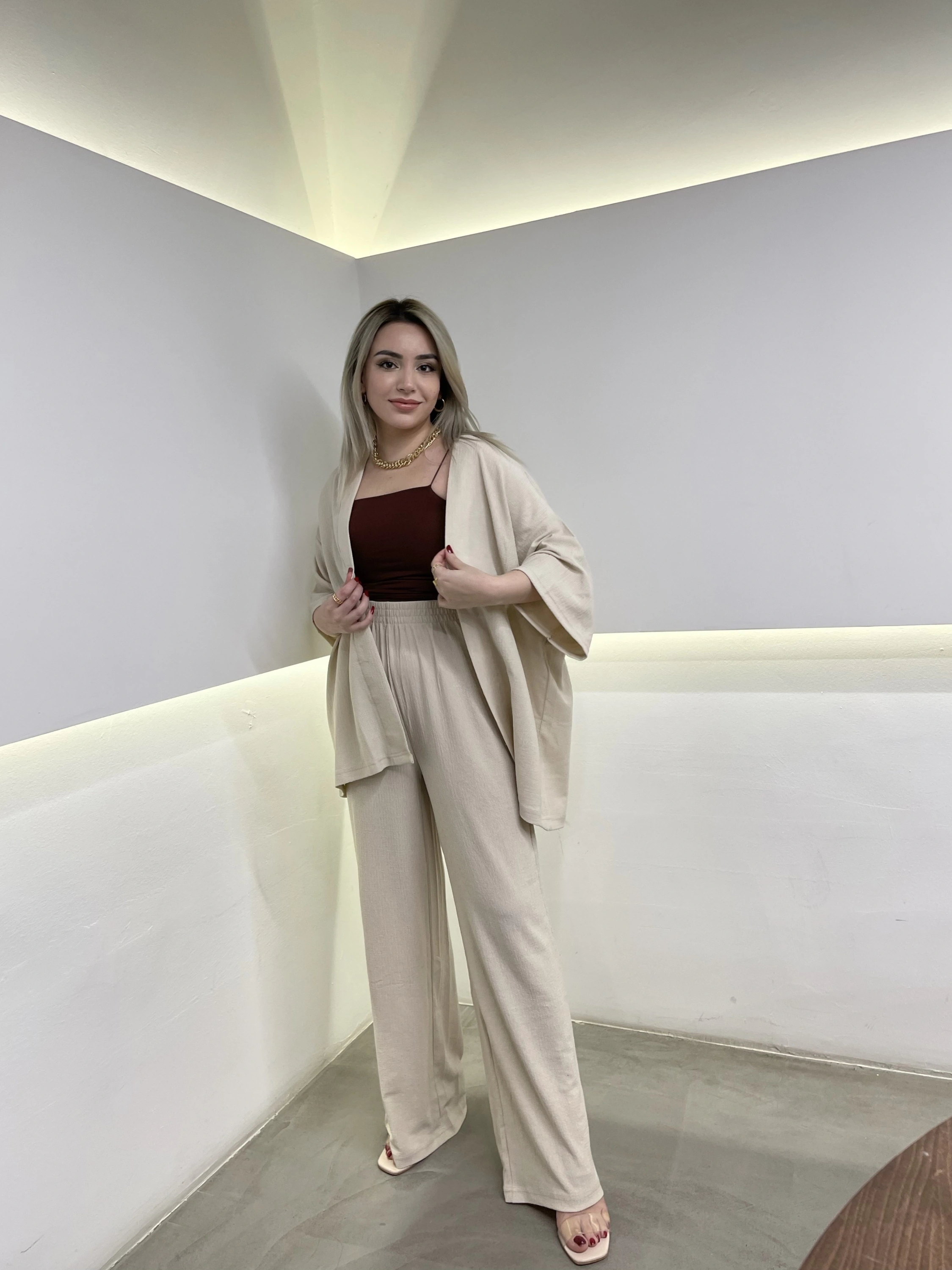 Bej Kimono Takım
