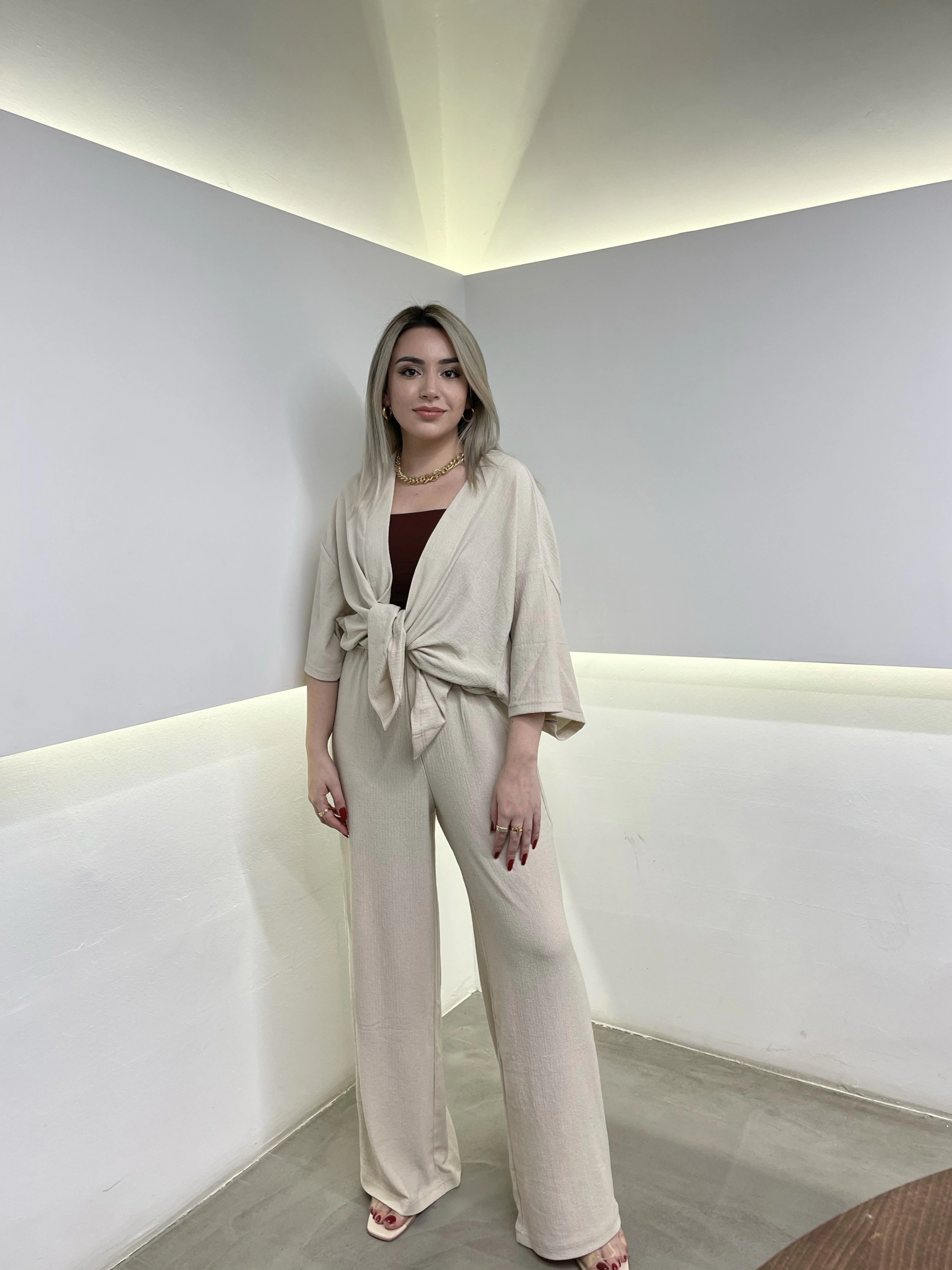 Bej Kimono Takım
