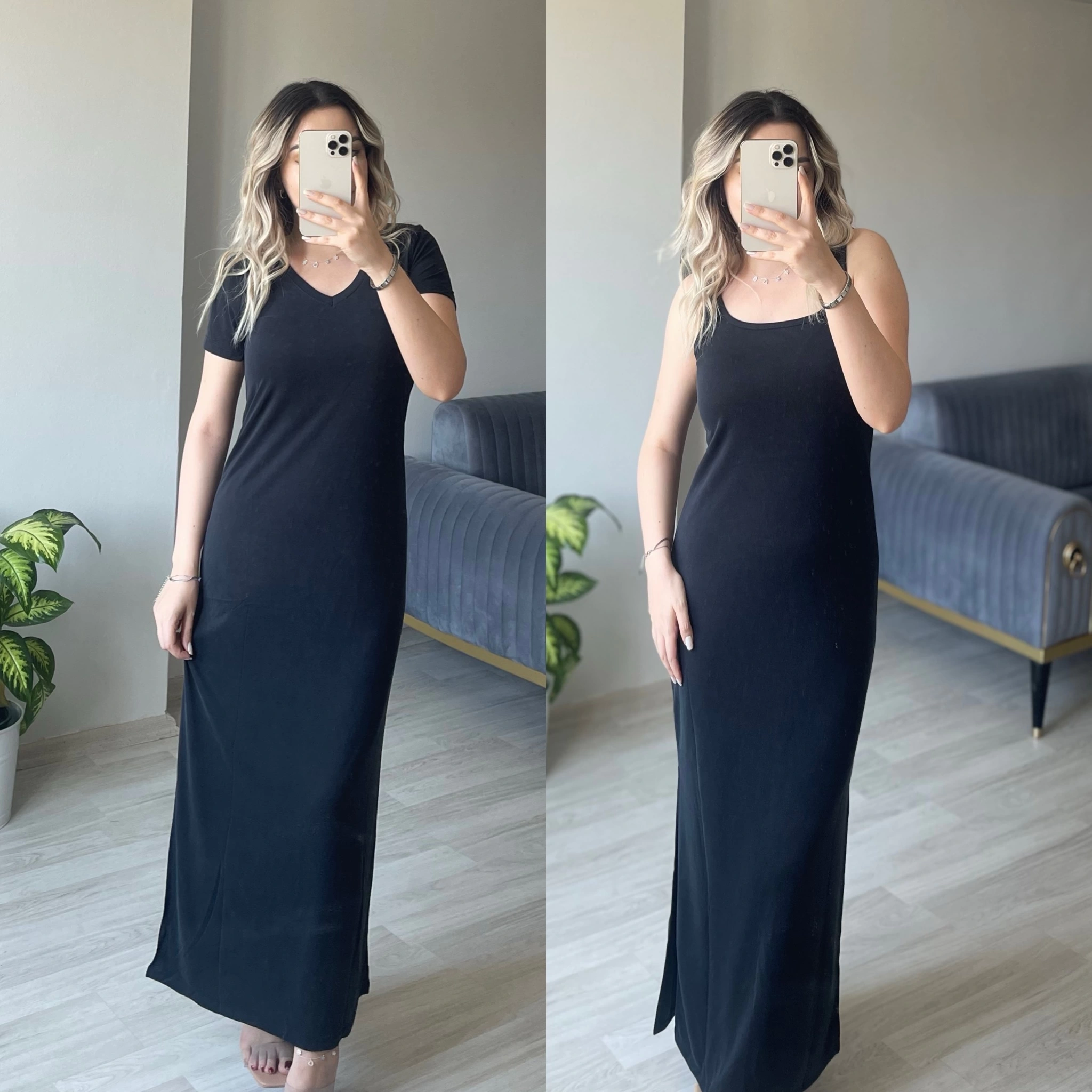Oysh V Yaka ve Askılı Modal Elbiseler
